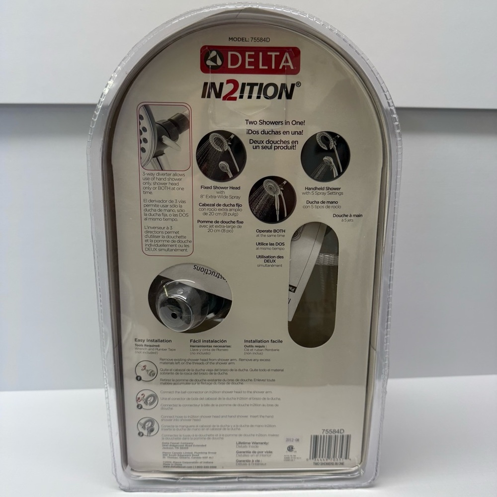 Delta In2ition 2 in 1 5-Spray Fixed and Handheld Shower Head Chrome Dual - Picture 5 of 8